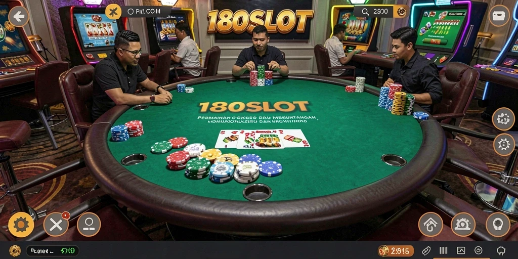 Tampilan gameplay seru 180SLOT saat bermain Poker.