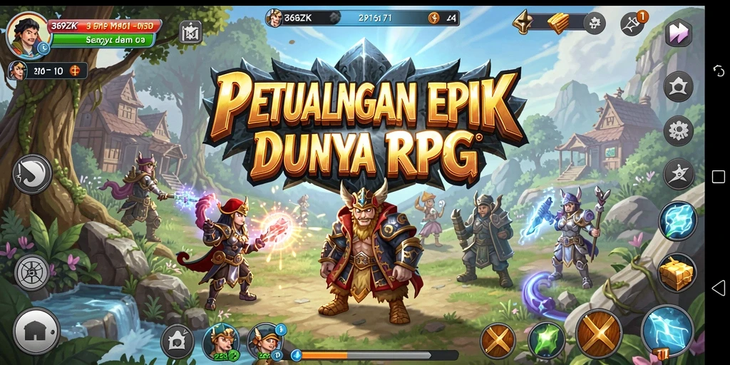 Screenshot menampilkan aksi pertarungan yang seru dalam game RPG.
