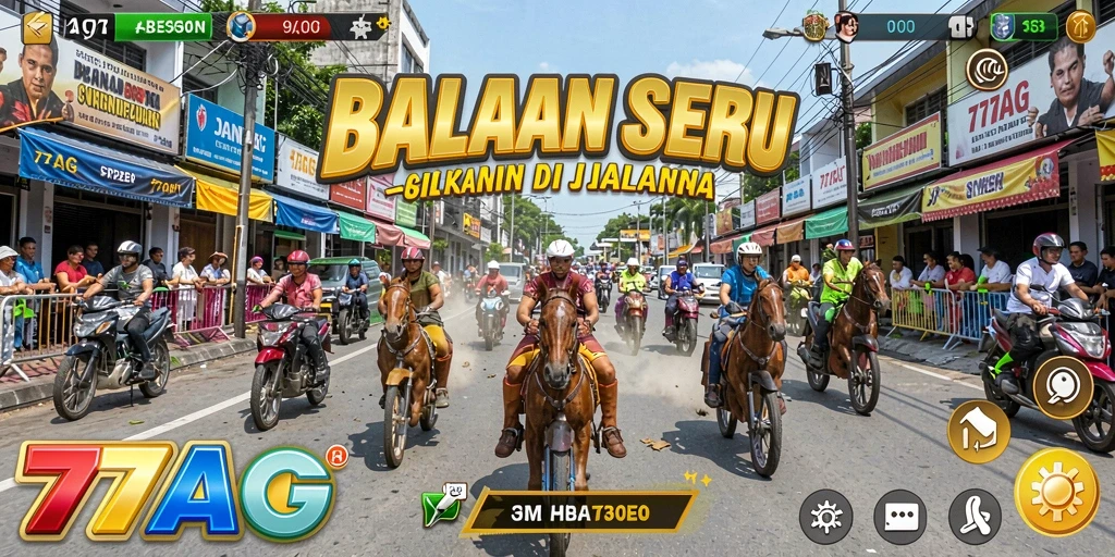 Screenshot gameplay 77AG dengan aksi balapan yang mendebarkan.