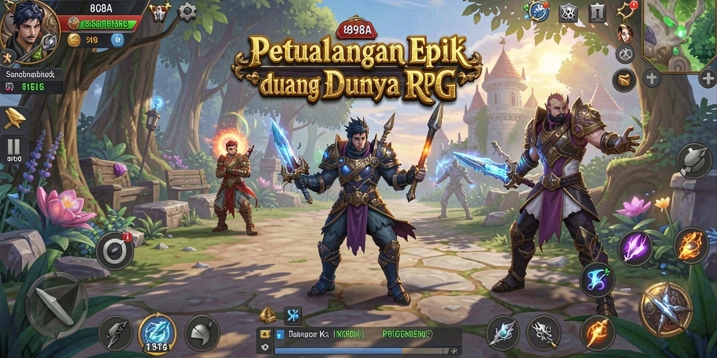 Screenshot gameplay 898A yang menampilkan pertarungan epik dalam RPG.