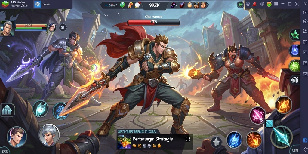 Screenshot gameplay seru 99ZK saat pertempuran berlangsung.