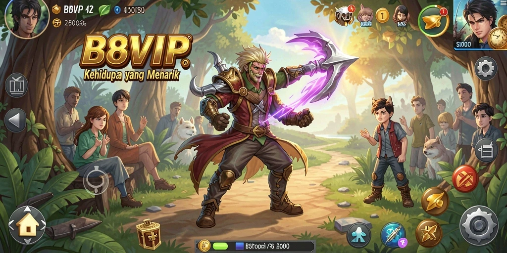 Tampilan gameplay seru di B8VIP dengan berbagai aktivitas menarik.