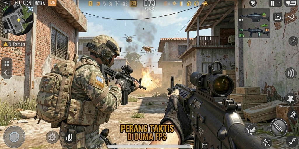 Gameplay D73 menampilkan pertempuran intens dengan grafis yang menakjubkan.