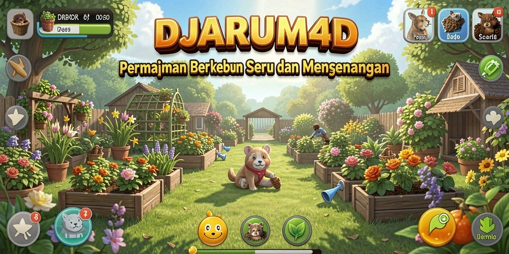 Tampilan gameplay DJARUM4D dengan kebun yang subur dan penuh warna.