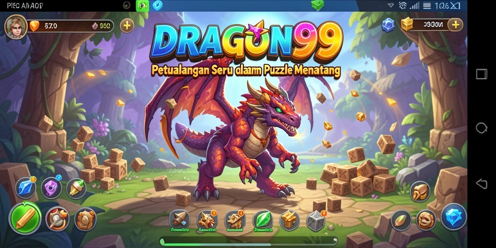 Tampilan permainan Puzzle DRAGON99 yang menarik dan penuh warna.
