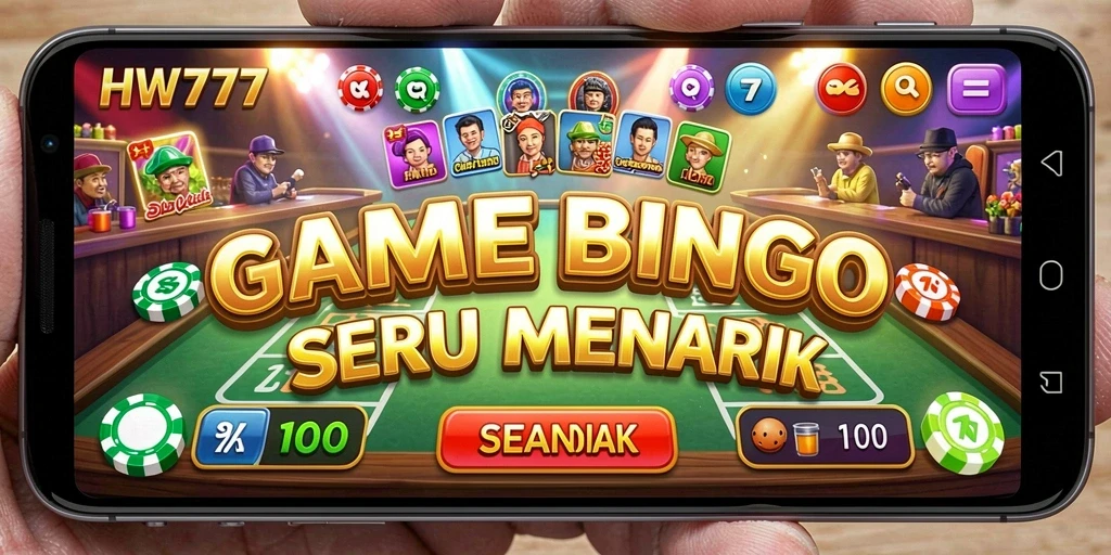 Gameplay menarik Bingo dengan kartu dan teman bermain.