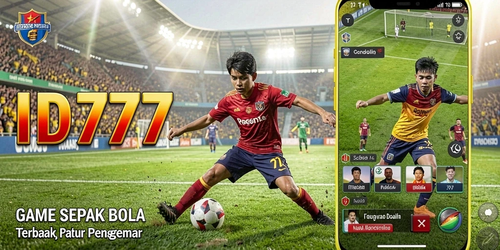 Screenshot ID777 menampilkan aksi seru pertandingan sepak bola.