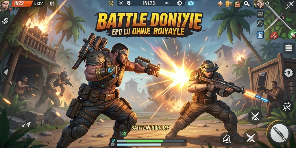 Tampilan aksi seru dalam pertarungan Battle Royale.