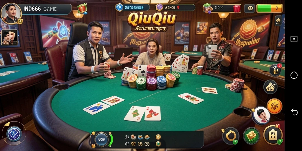 Screenshot gameplay QiuQiu IND666 dengan suasana yang menegangkan.