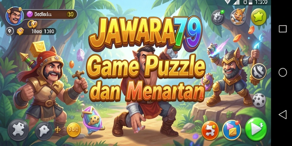 Screenshot JAWARA79 menampilkan gameplay Puzzle yang menarik dan penuh warna.