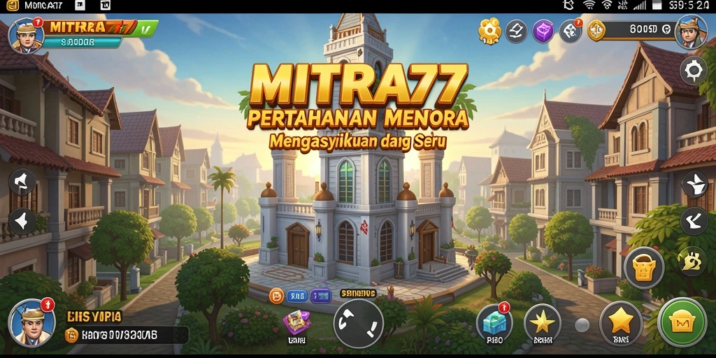 Tampilan seru gameplay Tower Defense di MITRA77.