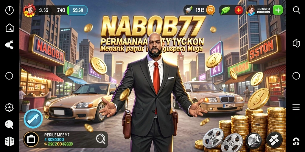 Tangkapan layar gameplay NABOB77 menampilkan simulasi pengelolaan bisnis yang mendalam.