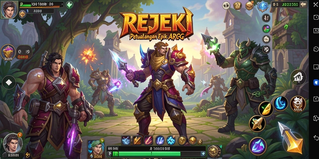 Tangkapan layar menunjukkan aksi seru dalam REJEKI dengan karakter bertarung melawan monster.