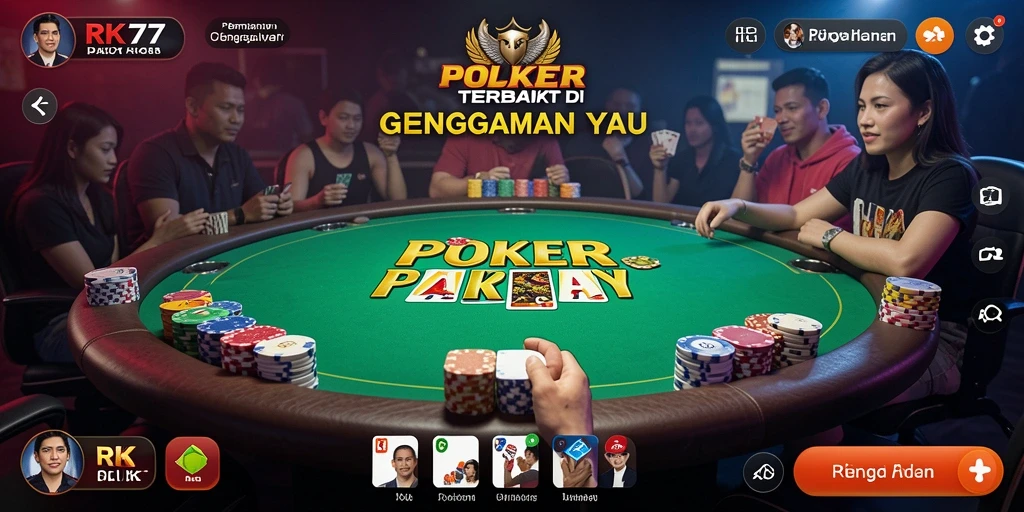 Tampilan gameplay Poker di RK77 yang menegangkan dan mendebarkan.