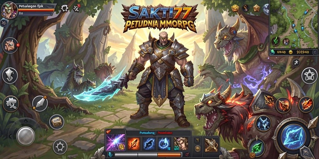 Screenshot utama SAKTI77 menunjukkan aksi pertempuran yang seru dalam dunia MMORPG.