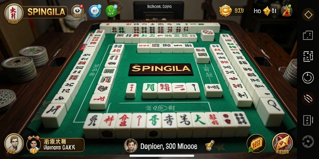 Tampilan gameplay SPINGILA dengan ubin Mahjong yang menarik.