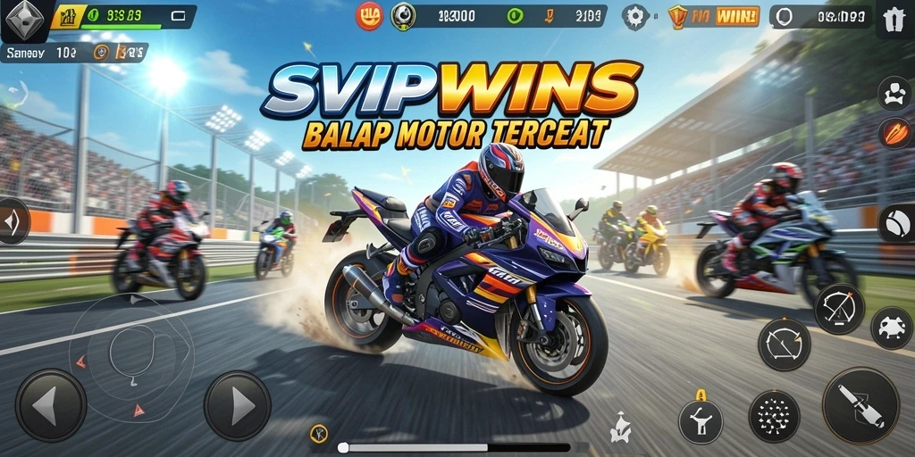 Tampilan gameplay balap motor yang mendebarkan di SVIPWINS.