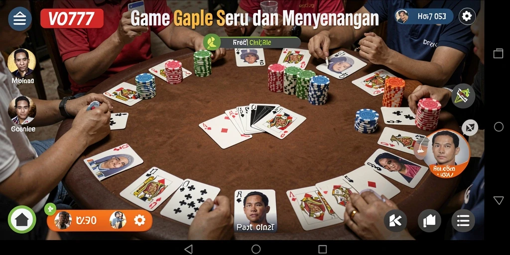 Screenshot utama VO777 menampilkan gameplay menarik Gaple.