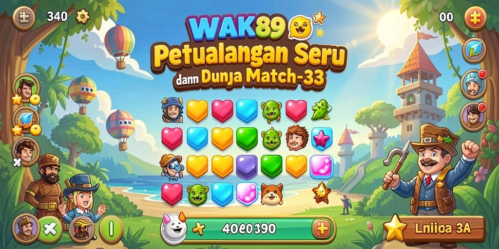 Gameplay seru WAK89 dalam aksi Match-3 penuh warna.